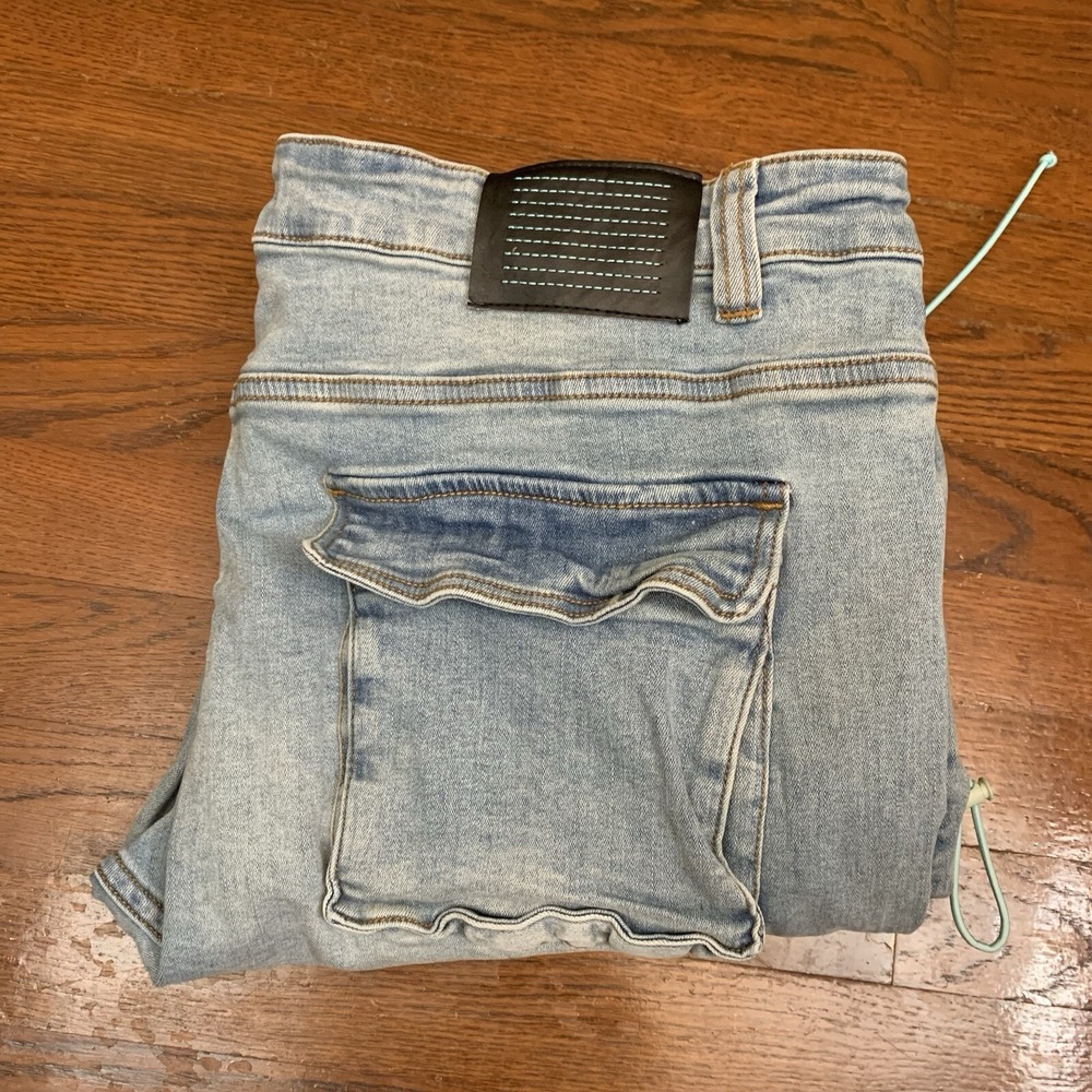 Serenede Jeans Mens 42x32* Cyber Cloud Cargo Bungee Cords Pockets Streetwear